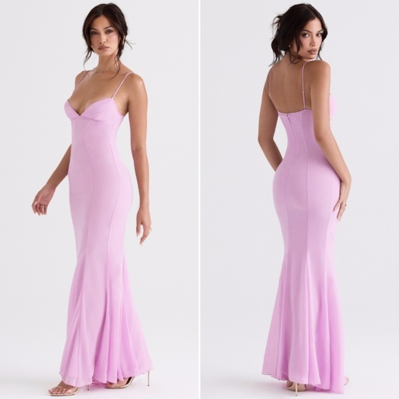 NEW House of CB Loren Pink Maxi Dress Large with Plus Cup - Picture 1 of 15